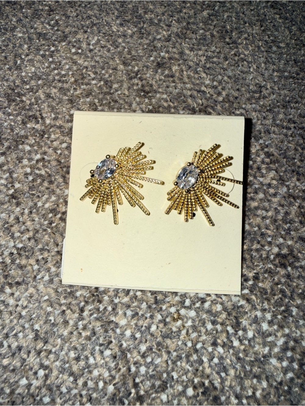 Gold Sunburst Crystal Stud Earrings - Women's Jewelry